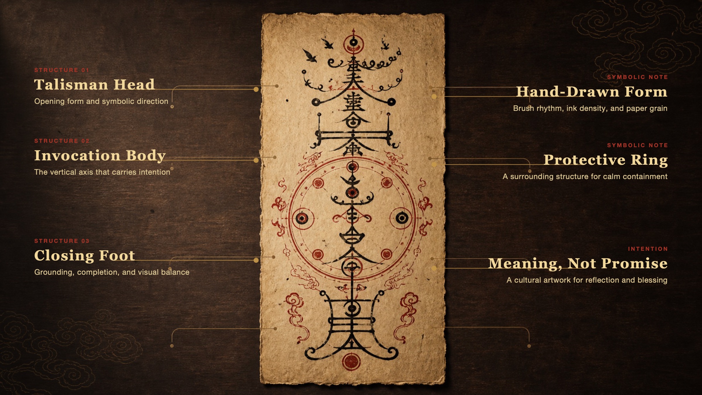Diagram showing talisman structure and symbolic meaning